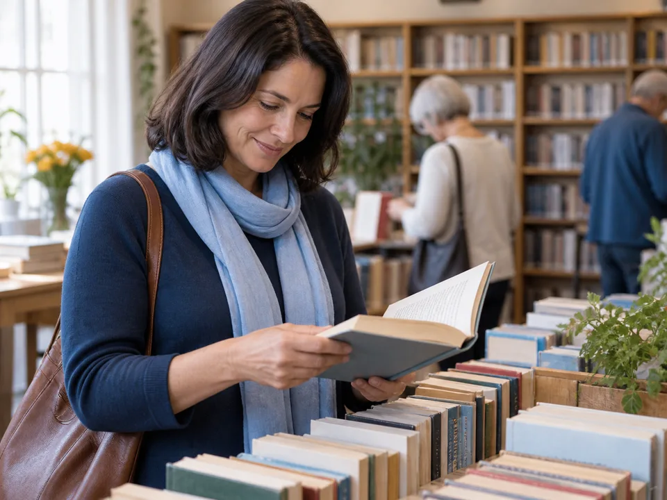 A reader discovering a pre-loved book